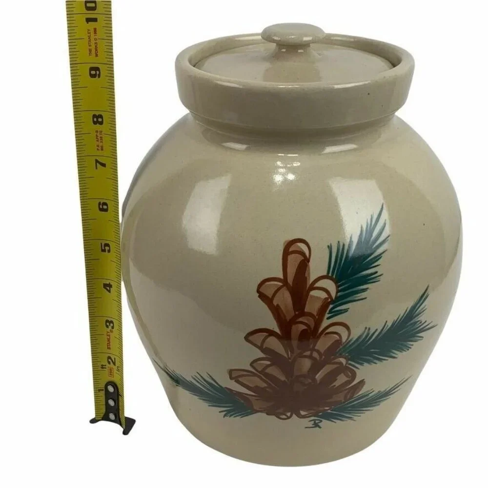 Paul Storie Pottery Large Pinecone Canister‎ w/ Lid Marshall TX Glazed Rustic